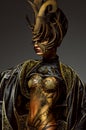 Studio portrait of beautiful model with fantasy golden butterfly body art Royalty Free Stock Photo