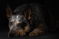 Studio portrait of a beautiful tri-coloured Blue Heeler Dog Royalty Free Stock Photo