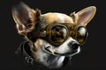 Studio portrait of cute Chihuahua pilot - Generative AI