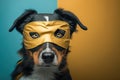 a cute dog in a burglar mask stealing something, created with Generative AI technology