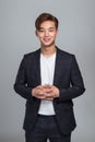 Studio portrait of an East Asian business man smiling Royalty Free Stock Photo