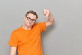 Portrait of funny man giving thumb down sign of disapproval Royalty Free Stock Photo