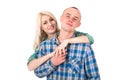 Studio portrait of a happy smiling couple. Royalty Free Stock Photo