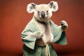 koala in kimono doing karate, created with Generative AI technology