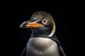 Portrait like of cute, gentle and Graceful penguin with Black Background