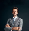 Studio, portrait and proud business man, lawyer in corporate suit and professional advisor in law firm. Attorney, career