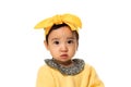 Studio portrait of serious asian little girl child