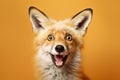 Studio portrait of shocked fox with surprised eyes, concept of Astounded animal