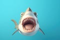 Studio portrait of shocked shark with surprised eyes