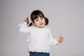 Studio portrait shot of 3-year-old Asian baby - isolated Royalty Free Stock Photo