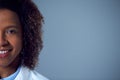 Studio Portrait Of Smiling Female Doctor Or Lab Worker In White Coat Royalty Free Stock Photo