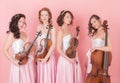 Studio portrait of a string quartet Royalty Free Stock Photo