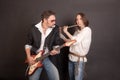 Studio portrait of two musicians Royalty Free Stock Photo