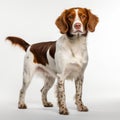 Studio Portrait Of White And Brown Brittany Dog In 8k Resolution Royalty Free Stock Photo