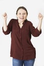 Studio Portrait Of Woman With Jubilant Expression Royalty Free Stock Photo