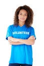 Studio Portrait Of Woman Wearing Volunteer T Shirt