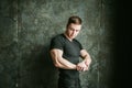 Studio portrait young men bodybuilder athlete Royalty Free Stock Photo