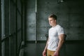 Studio portrait young men bodybuilder athlete Royalty Free Stock Photo