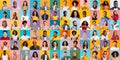 Studio Portraits Of Diverse Happy Multiethnic People Isolated Over Colorful Backgrounds Royalty Free Stock Photo