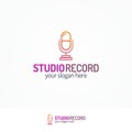 Studio record logo set with microphone Royalty Free Stock Photo