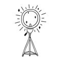 Studio ring lamp vector icon. Round led on a tripod. Gadget for selfie, streaming, blogging, beauty. Black outline Royalty Free Stock Photo