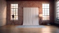 Modern Studio With White Curtain And Brick Wall Royalty Free Stock Photo