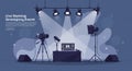 Studio setup for a live streaming event. Equipment includes stage lights, a video Royalty Free Stock Photo