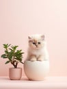 Studio shoot captures the charm of a small, cute cat against a minimalist setup.