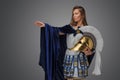 Greek warlord woman from past with golden plumed helmet