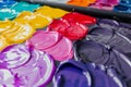 studio shot of an array of colorful inks for fabric printing