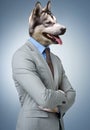 Hell guard your most treasured assets. Studio shot of a businessperson with a husky head.