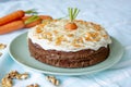 Studio shot of Carrot, cheese and walnut cake Royalty Free Stock Photo