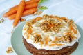 Studio shot of Carrot, cheese and walnut cake Royalty Free Stock Photo