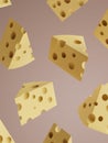 Studio Shot Cartoon Cheese Product Display Background for Snack, Chips and Cheese Product