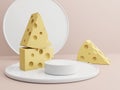 Studio Shot Cartoon Cheese Product Display Background for Snack, Chips and Cheese Product
