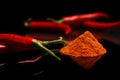Studio shot chilli pepper, cayenne pepper isolated on black Royalty Free Stock Photo