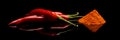 Studio shot chilli pepper, cayenne pepper isolated on black Royalty Free Stock Photo