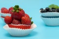 Close-up of a portion of fresh juicy strawberries