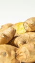 closeup of fresh gingers with white background in studio Royalty Free Stock Photo