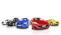 Studio Shot of Colorful Cars in a Row