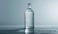 Studio shot of a crystal clear glass bottle mockup showcasing a premium quality mineral water, with droplets condensing on the Royalty Free Stock Photo