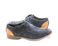 Studio shot dark blue men dress blucher shoes isolate on white b Royalty Free Stock Photo