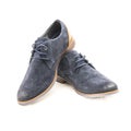 Studio shot dark blue men dress blucher shoes isolate on white b Royalty Free Stock Photo