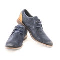 Studio shot dark blue men dress blucher shoes isolate on white b Royalty Free Stock Photo