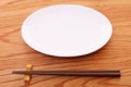 Empty Japanese dish with chopsticks Royalty Free Stock Photo