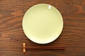 Empty Japanese dish with chopsticks