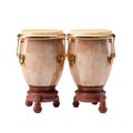 Pair of Conga Drums on Wooden Stands, Isolated Royalty Free Stock Photo