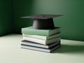 Graduation Cap on Stack of Books Royalty Free Stock Photo