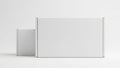 A clean and simple mockup of two white cardboard mailer boxes against a light gray background, perfect for showcasing product Royalty Free Stock Photo