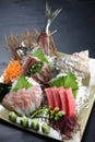 Studio shot of fresh sashimi combo plate Royalty Free Stock Photo